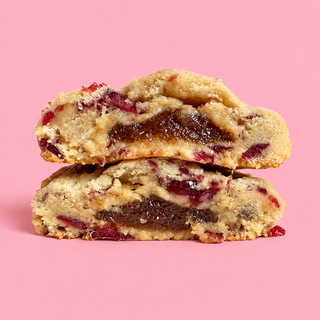 Cran Apple Belgian Waffle Cookie cut open with cranberry and apple filling
